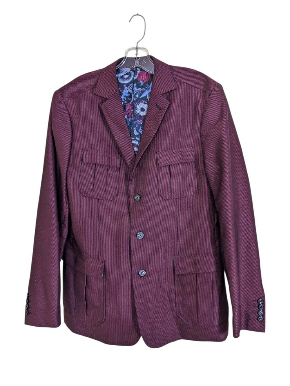 Paisley & Gray Men M 40 Slim Fit Burgundy Red 3 Button Blazer Sport Coat Jacket